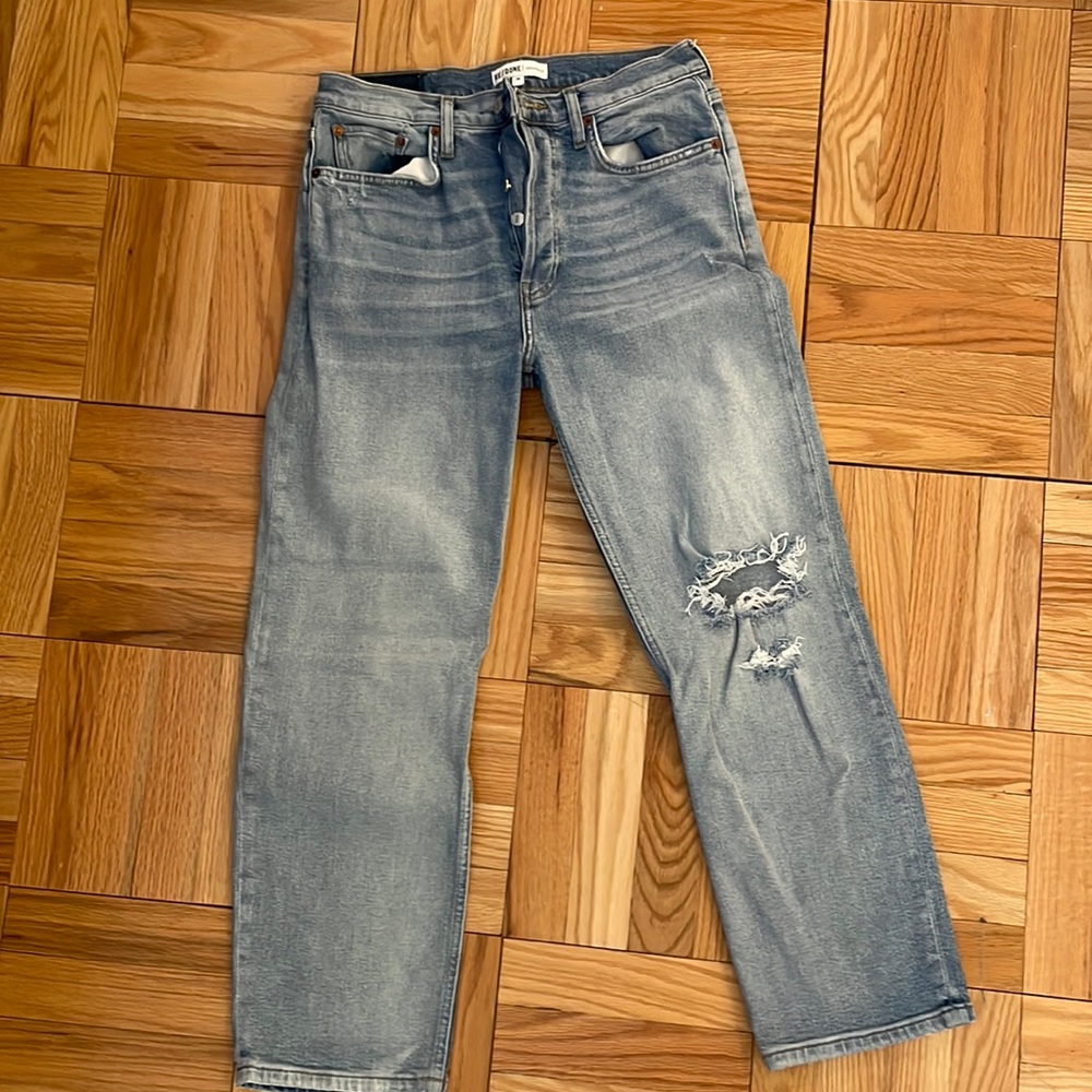 Redone Stretch Cropped Jeans